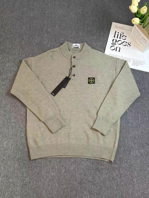 D121131新款慵懒随性羊绒针织衫宽松圆领半开纽扣设计毛衣 商品图3