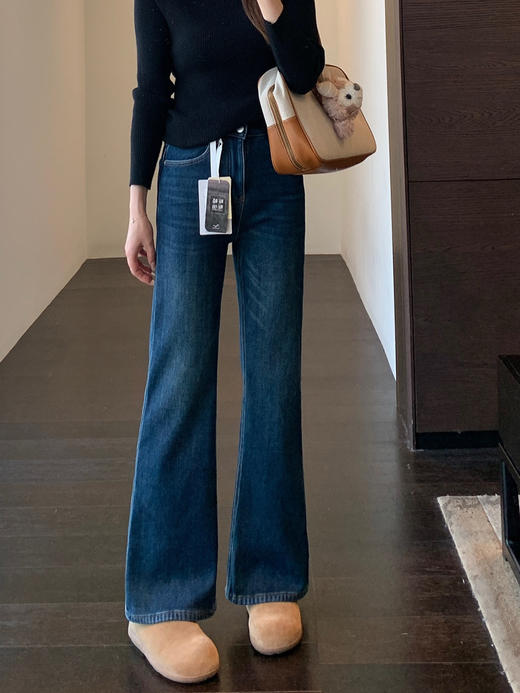 秒变超模腿！2025秋冬复古猫须水洗色系百搭显瘦微喇牛仔裤女款！ 商品图2