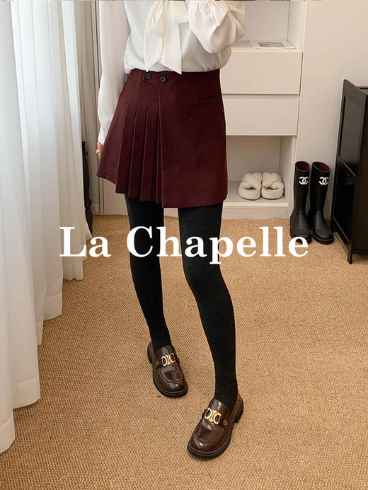 会员福利【加厚西装裙】拉夏贝尔/La Chapelle气质高腰A字短裙~设计感显瘦遮胯减龄百褶裙 商品图11
