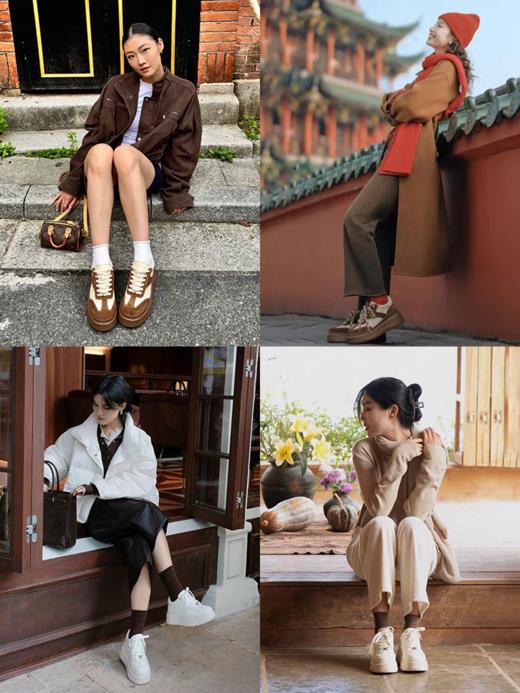 「[沈梦辰/赵昭仪同款]接吻猫[8cm内增高太妃糖]厚底德训鞋小白鞋」 商品图7