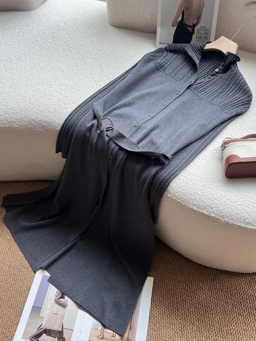 【高品质私服】【收腰半高领翻领针织长袖连衣裙】2色可选！高阶中性色系，穿出 “纸片人” 既视感【无标出货 介意慎拍】WD 商品图8