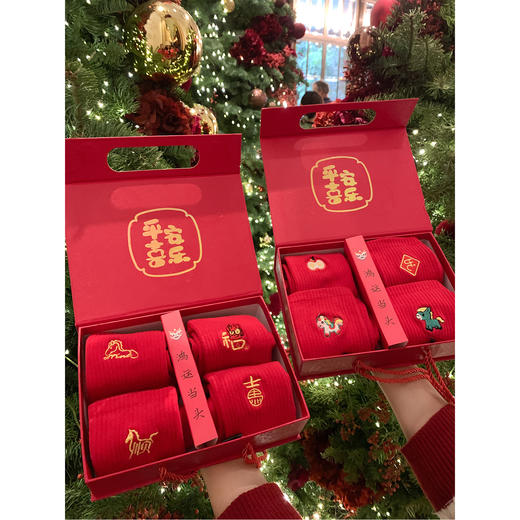 <曾小咸推荐>本命年刺绣中筒袜子红色 商品图4