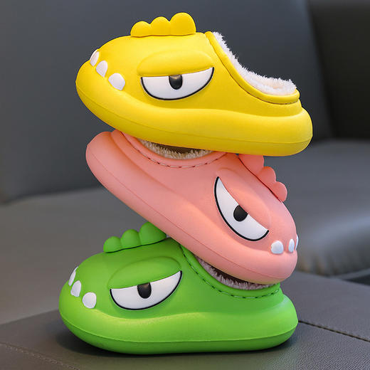 【凶萌小恐龙❗️触感柔软舒适】儿童棉拖鞋冬男童EVA踩屎感女孩包跟防水防滑加绒保暖宝宝棉拖鞋。jb 商品图2