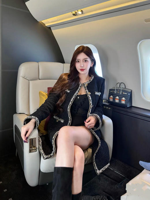 香奈儿 25秋冬新款 圆领捆边编织长款外套(TM) 商品图0