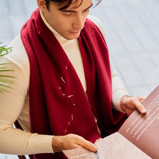 Sandriver X 清禾宫 乱针绣水波纹羊绒围巾  SJF92P800N   SJF93P448N 商品图1