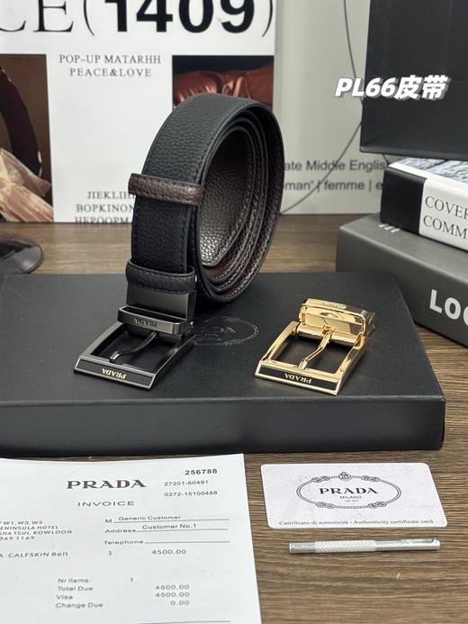 谱拉达PRADA男士双扣双面腰带，男士皮带礼盒装，一盒搭配2个可旋转扣头 商品图2