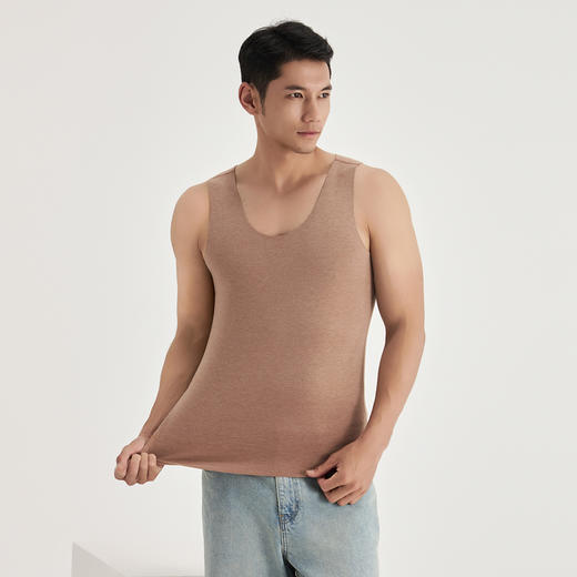 weyo秋冬新款男士舒适保暖修身亲肤单面德绒发热无痕圆领背心B1811 商品图3