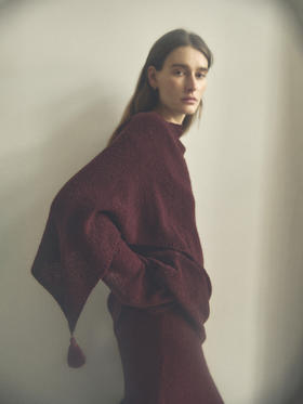 VC｜HD25006 Lotta tassle knit TOP [ 针织上衣两件套 酒红 / 黑 ]【HOLIDAY】