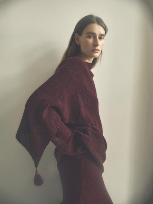 VC｜HD25006 Lotta tassle knit TOP [ 针织上衣两件套 酒红 / 黑 ]【HOLIDAY】 商品图0