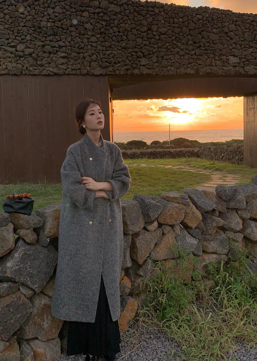 高端双面羊毛大衣95%绵羊毛➕5%羊驼绒双排金扣大衣 商品图11