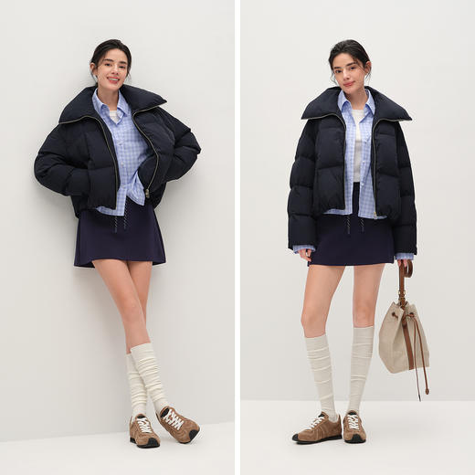 商场同款|森马羽绒服女春90绒子oversize假两件2026新款慵懒外套 商品图4