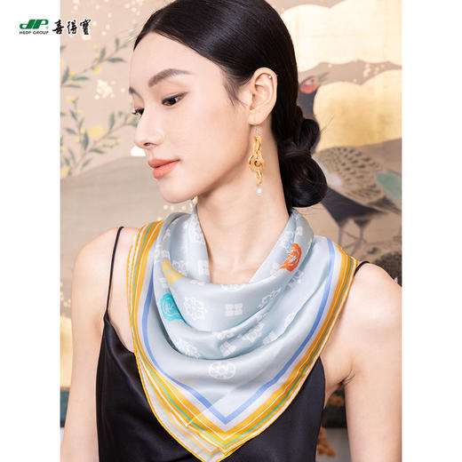 喜得宝宋韵芳华65cm*65cm 手工卷边桑蚕丝小方巾 商品图4