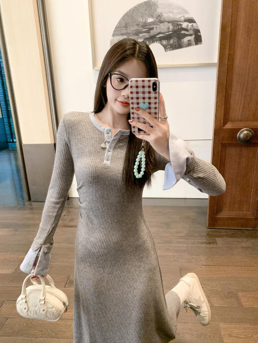 <曾小咸推荐>现货秒杀！微信超特价！撞色针织长袖连衣裙 日常199.99 立减100 秒杀99.99！！ 商品图13