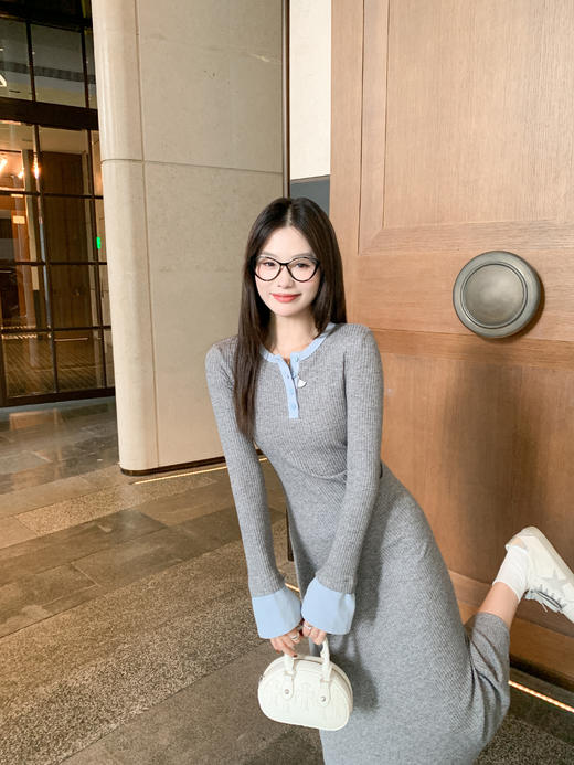 <曾小咸推荐>现货秒杀！微信超特价！撞色针织长袖连衣裙 日常199.99 立减100 秒杀99.99！！ 商品图8