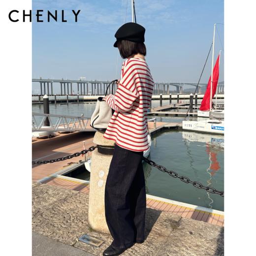 尘衣｜25F/W 冬日暖绒圆领红条卫衣 商品图0