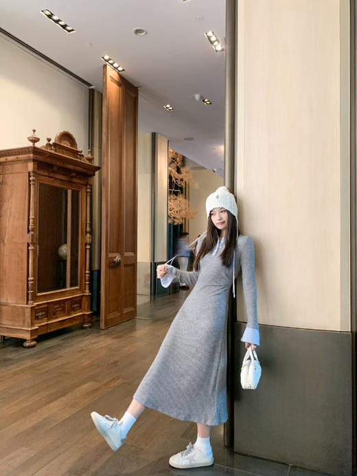 <曾小咸推荐>现货秒杀！微信超特价！撞色针织长袖连衣裙 日常199.99 立减100 秒杀99.99！！ 商品图11