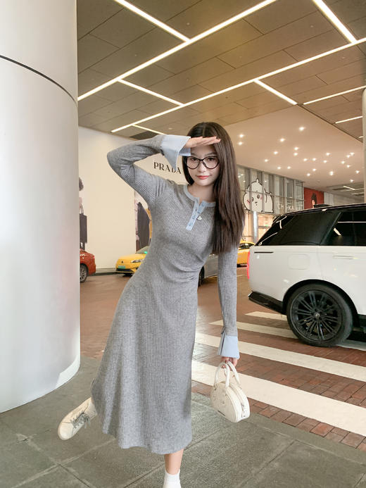 <曾小咸推荐>现货秒杀！微信超特价！撞色针织长袖连衣裙 日常199.99 立减100 秒杀99.99！！ 商品图7