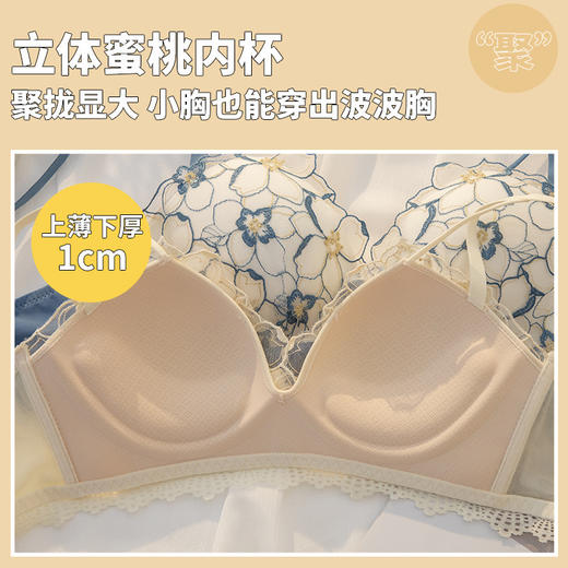 【超美❗️纯欲聚拢文胸套装】聚拢显大，柔软无压敲贴胸，小胸也能穿出波波胸，蕾丝无钢圈女法式性感上托防下垂收副乳小胸本命年马年新年内衣内裤 商品图2