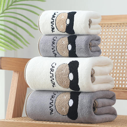 ³ 29.9元【匹鲁浴巾套装(毛巾+浴巾)】柔软亲肤吸水性强 毛巾刺绣 萌趣可爱 XN03-CRMM-PL 商品图2