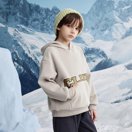 【MQD】中大童男童女童字母加绒休闲卫衣连帽保暖亲子 商品图1