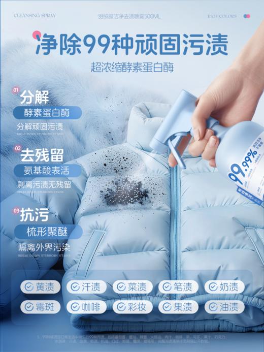【冬季必备】儒意羽绒服清洗剂 免水洗护 一喷一擦 瓦解99种污渍 抑菌率&除螨率＞99% 500ml/瓶 商品图1