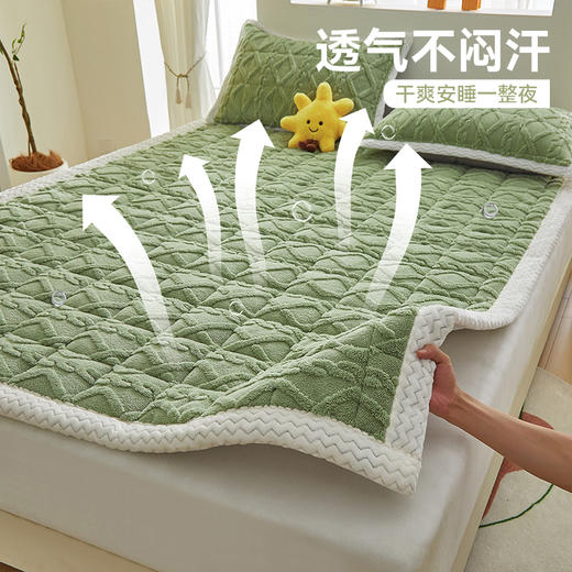 【品牌直发】加倍生活 秋冬A类加厚亲肤纯色塔芙绒床护垫 床褥床垫 整张羽丝棉填充三层控温 底部防滑 商品图1