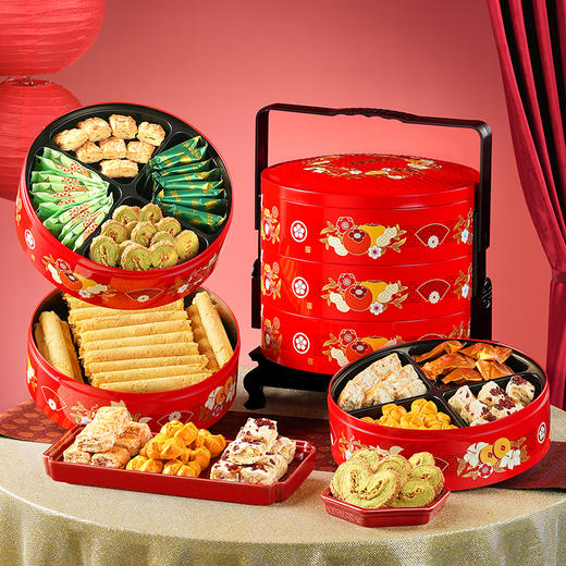 【华彩满春礼盒】金炉子老字号糕点礼盒绿豆糕桃酥节日送礼物伴手礼零食大礼包团购1048g 商品图1