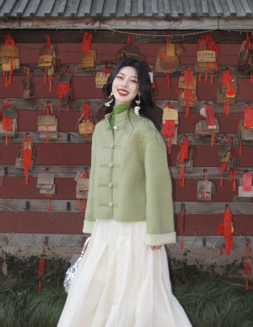 国风玉扣盘扣绵羊毛骆驼绒桑蚕丝双面外套 商品图12