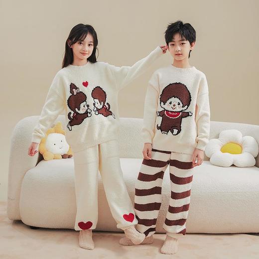 家居服套装萌趣趣冬季女孩儿童睡衣厚款半边绒女童长袖卡通男童 商品图3