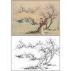 陈少梅山水人物仕女工笔画白描底稿《探梅图》临摹勾线高清打印稿SM50 商品缩略图0
