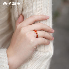 【预售3-5天】灵隐文创 鸿运当头南红玛瑙戒指招米好运戒指