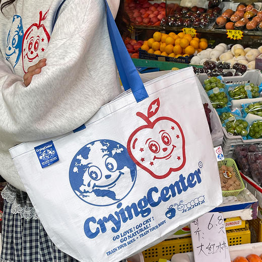 CryingCenter 地球派对单肩手提大容量购物袋环保编织袋 哭喊中心 商品图3