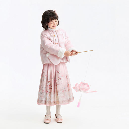 【流光溢彩百褶裙】女童国风拜年服暖绒内衬半裙春季新款安奈儿童装EG613568 商品图3