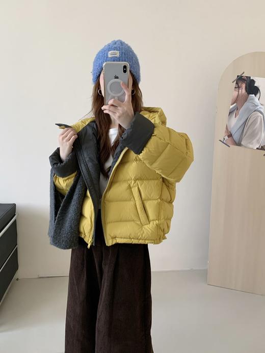 【YW】无忧购50绒女士羽绒服拼色洋气小个子短款宽松白鸭绒外套 8521（截单后3-5天发货） 商品图2