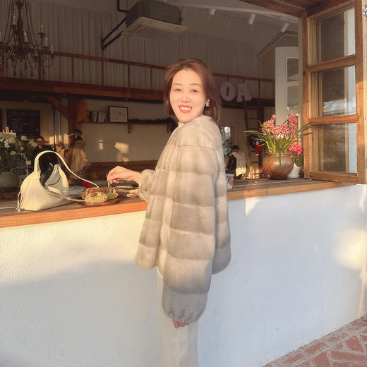 火桐hooton「真蓝宝石sapphire」哥本哈根紫金短二水貂横排皮草外套 商品图1