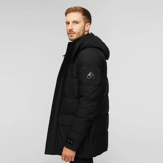 MOOSE KNUCKLES 男士金属驼鹿指关节徽标绗缝连帽羽绒服 黑色 M32MJ152 292 商品图4