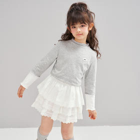 笛莎Deesha 2026春季女童时尚简约拼接撞色长袖T恤