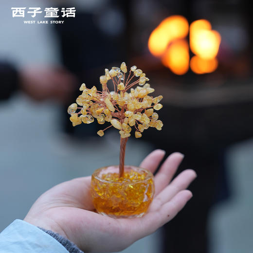 【预售3-5天】灵隐文创 马年发财树桌面摆件黄粉紫水晶招米玄关摆件 商品图4