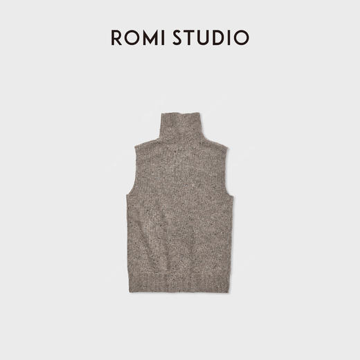 ROMISTUDIO“老钱腔调”羊毛混纺高领花纱彩点毛织背心 RWDSST1855 商品图3