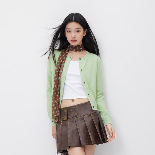 森柔|森马针织开衫女春季短款圆领正肩上衣气质温柔显瘦基础毛衫 商品图1