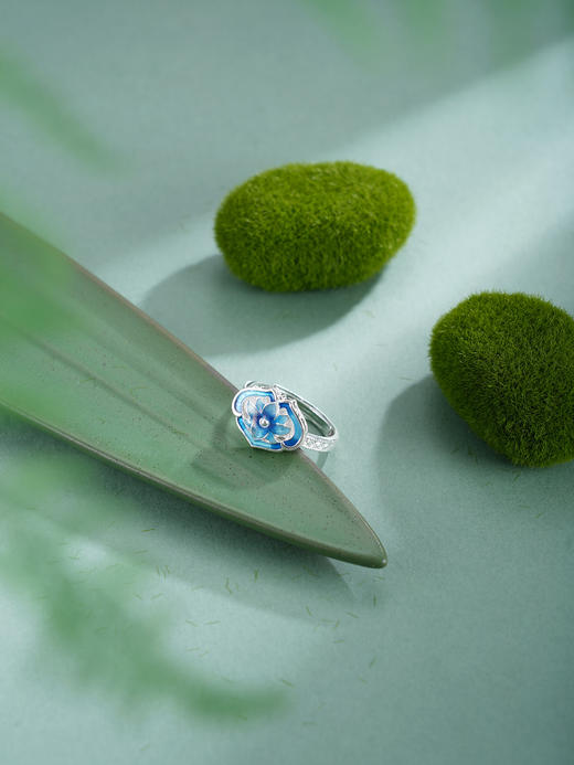 子佩集【惠心芳华】银S990戒指【QFJZ008】如意花丝珐琅彩原创作品 商品图6