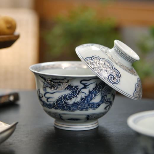 陶瓷覆银穿云龙茶具套装家用办公轻奢高档2025新款伴手礼物 商品图1