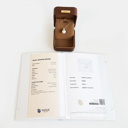 【天然正品】AU750收藏级白金镶天然近完美约13.0MM南洋澳白维纳斯海水珍珠吊坠项链16.8*13.0*13.0MM（皆取最大值）链长：45CM（长度可调节）女士071225NJT41 商品图1