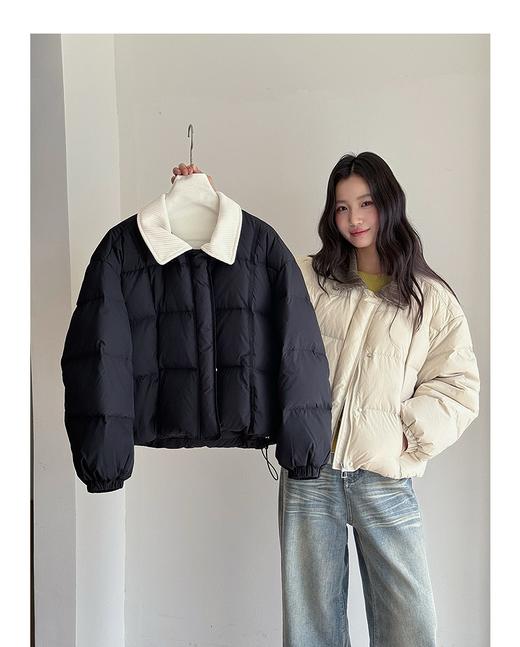 韩系通勤灯芯绒翻领羽绒服冬季面包服外套 商品图3