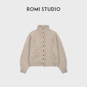 ROMI STUDIO“慵懒随性”100羊毛复古宽松单排扣毛衣开衫RWCAST6099