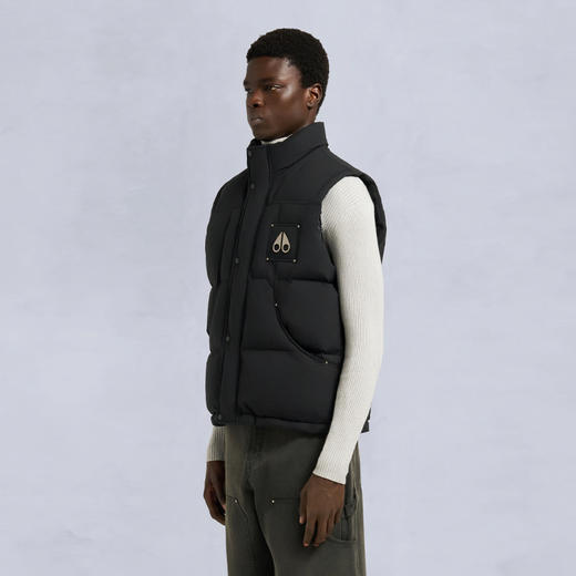 MOOSE KNUCKLES 男士金属驼鹿指节徽标绗缝羽绒马甲 黑色 M35MV450 292 商品图4