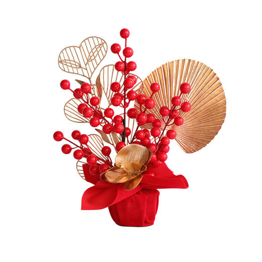 2026新年春节用品红果发财果盆栽柿柿如意仿真花家居客厅装饰品 商品图4