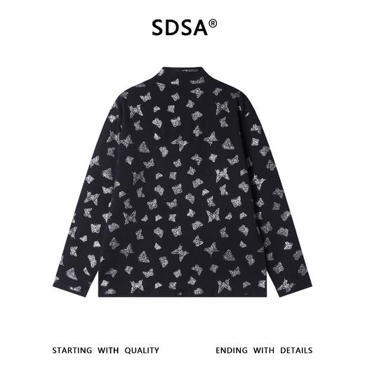 SDSA男士秋冬新款痞帅男装潮牌撞色满印蝴蝶印花立领长袖T恤百搭 商品图4