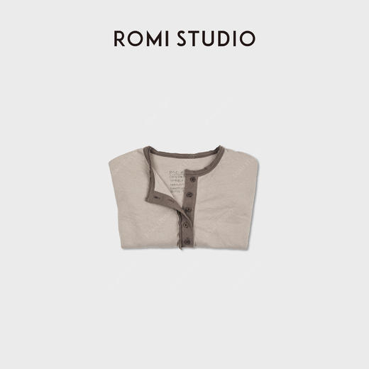 ROMI STUDIO“松弛漫旅”100%舒适棉复古亨利领长袖打底RWCASU6371 商品图3