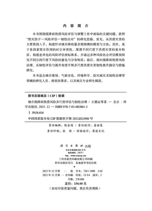 城市强降雨致涝风险多尺度评估与韧性治理 商品图2
